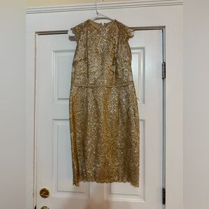 Gold Sequin Midi Dress